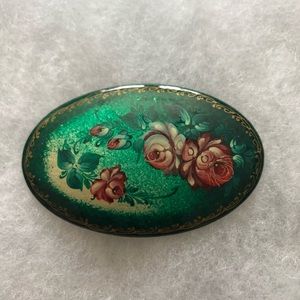 Vintage Russian hand painted Broché with gold leaf
